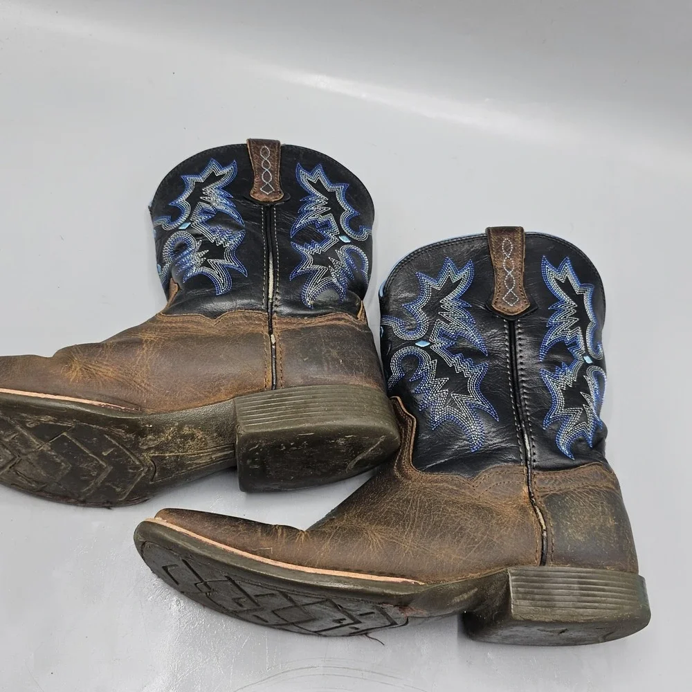 Ariat Tombstone Boots Youth 5 Western Cowboy Pull On Mid-Calf Leather Multicolor